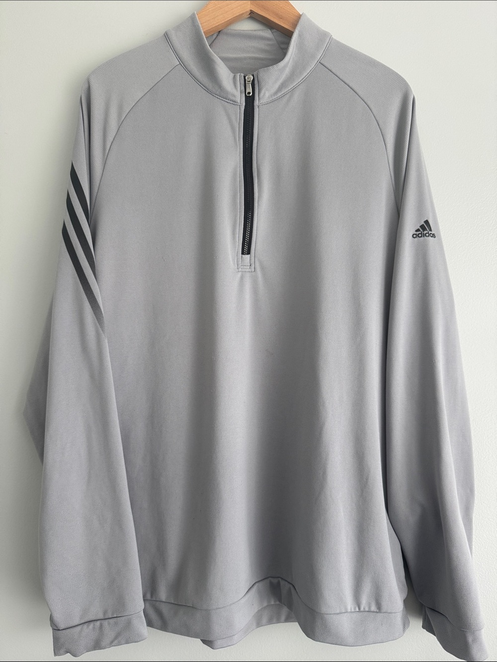 adidas Light Gray Quarter-Zip Performance Pullover Size Large
